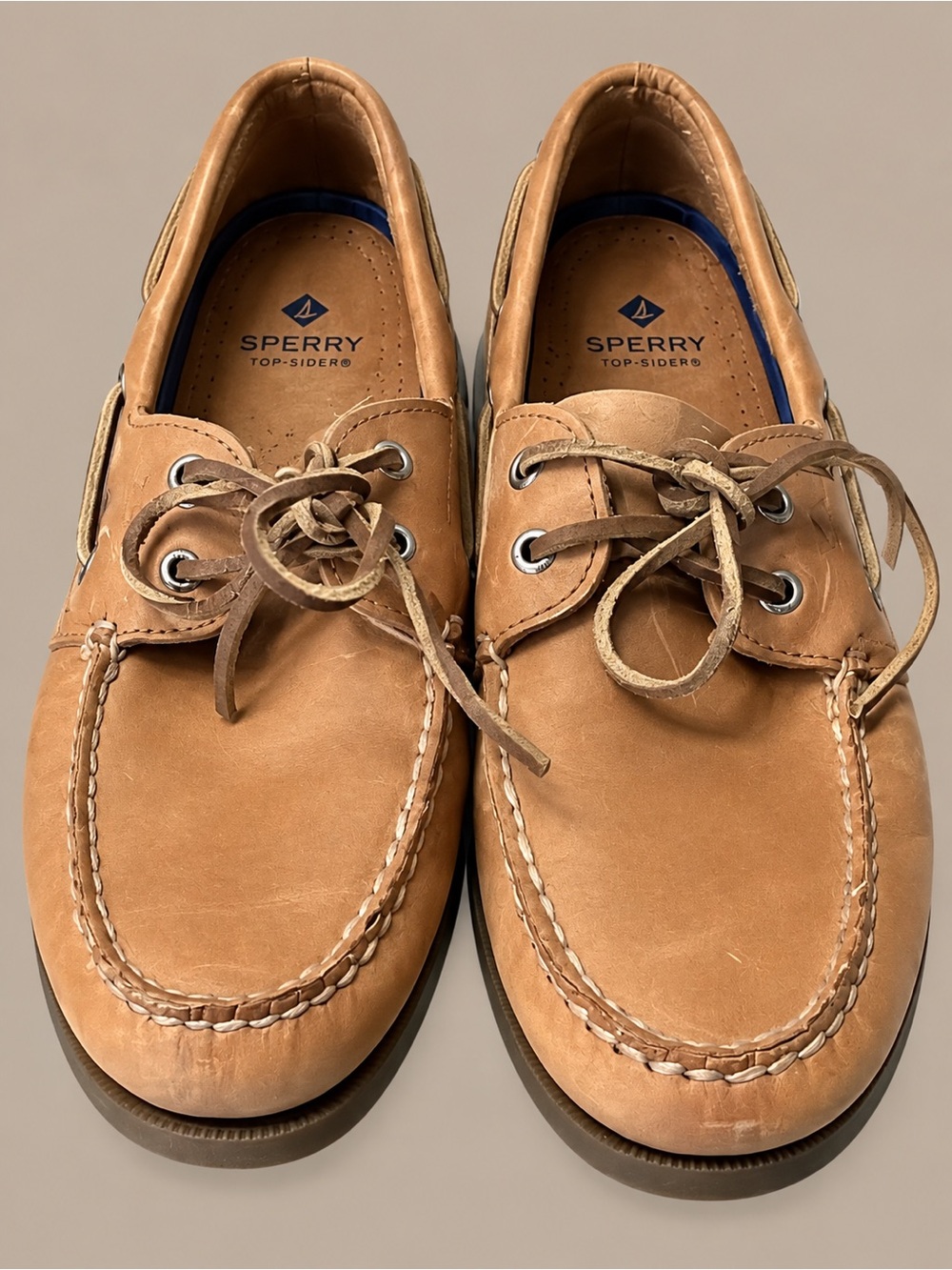 Sperry Men’s Tan Leather 2-Eye Boat Shoes